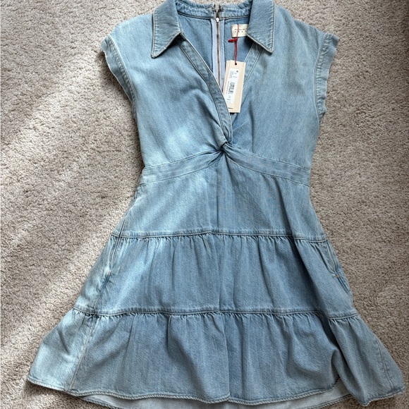 Alice + Olivia Mila Twist Front Denim Mini Dress - Picture 2 of 3